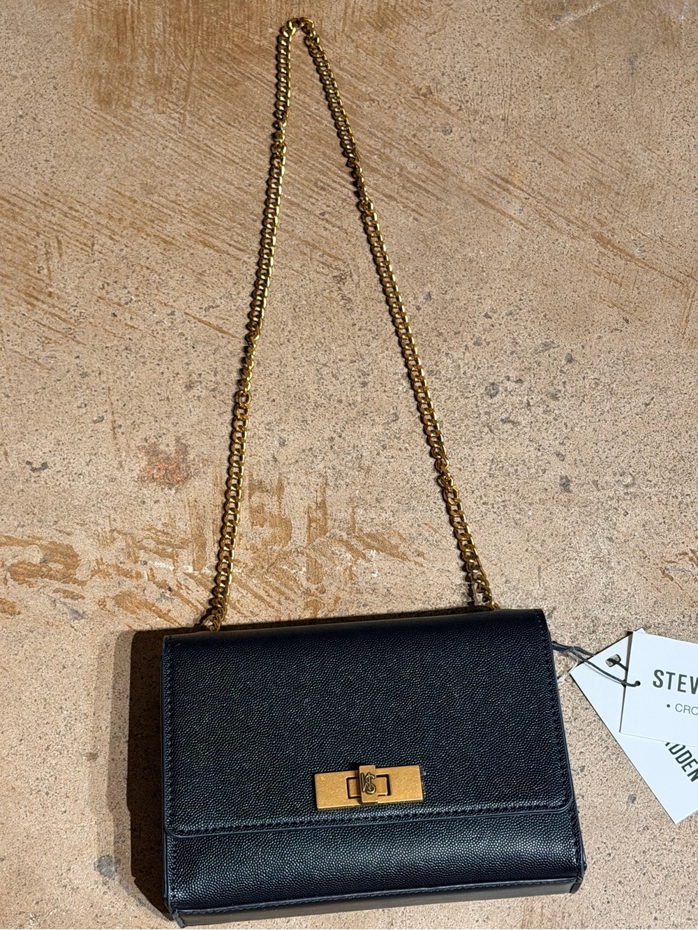 Steve Madden Black Gold Chain Crossbody Purse